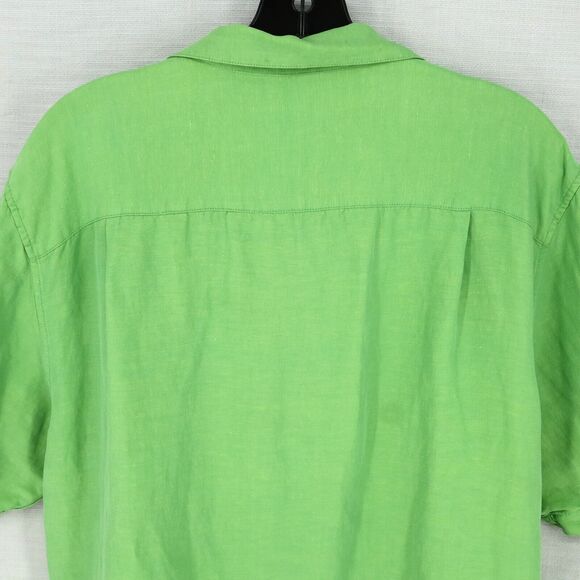 Austin Reed London Shirt Mens Large Linen Silk Green Camp Oversized Vintage - Picture 6 of 10